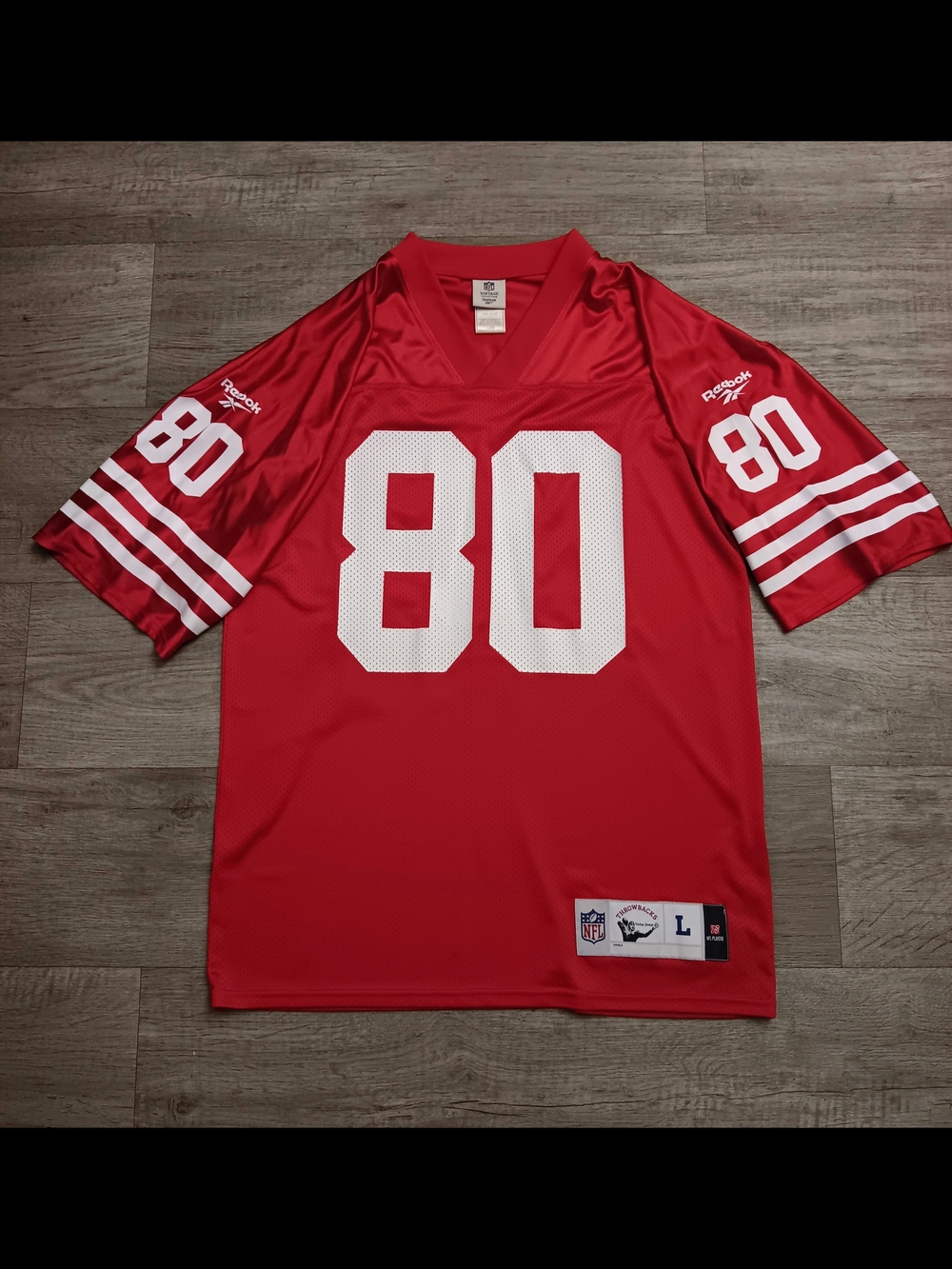 JERRY RICE Reebok NFL Throwbacks San Francisco 49ers Jersey Size Large
